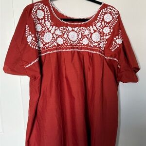 Embroidered Orange Women's Top